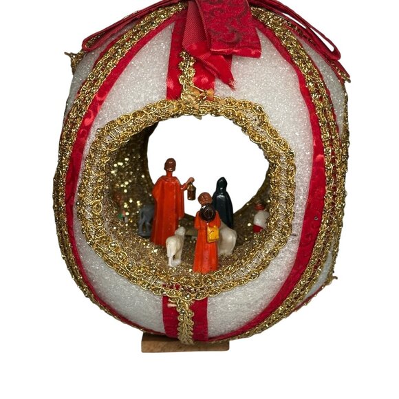 VTG MCM 1950s Diorama Nativity Christmas Styrofoam Ball 3D Jumbo Decor - Picture 4 of 16